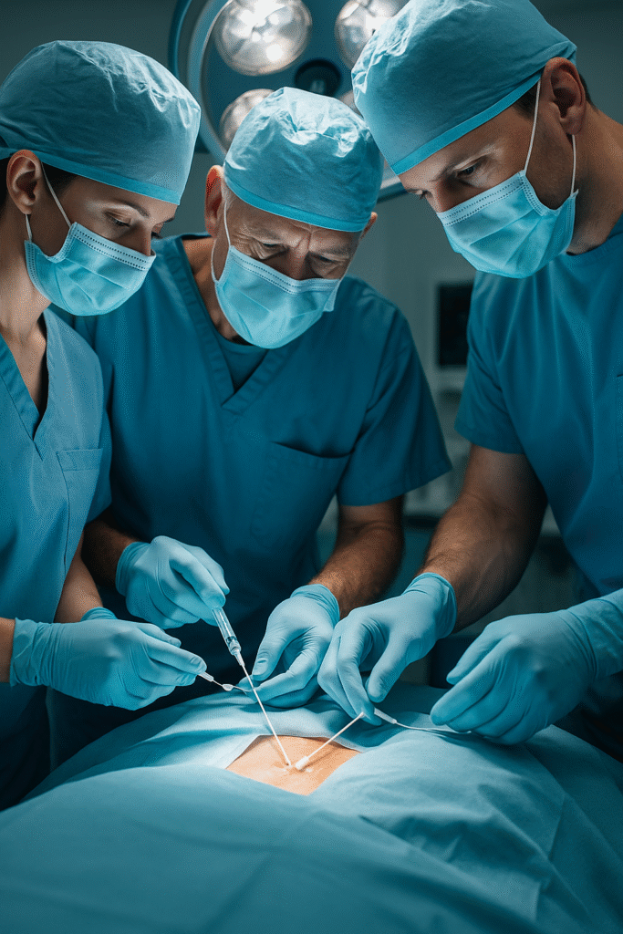 3 anesthesiologists in action